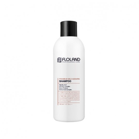 Заказать онлайн Floland Шампунь для поврежденных волос с кератином 150мл Premium Silk Keratin Shampoo в KoreaSecret