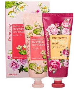 Farmstay Подарочный Набор средств с экстрактами цветочных лепестков Pink Flower Blooming Hand Cream 2 Set