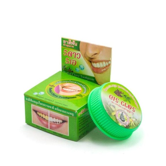 Заказать онлайн 5 Star Cosmetic Тайская натуральная зубная паста отбеливающая без фтора Травяная зеленая 25 гр в KoreaSecret
