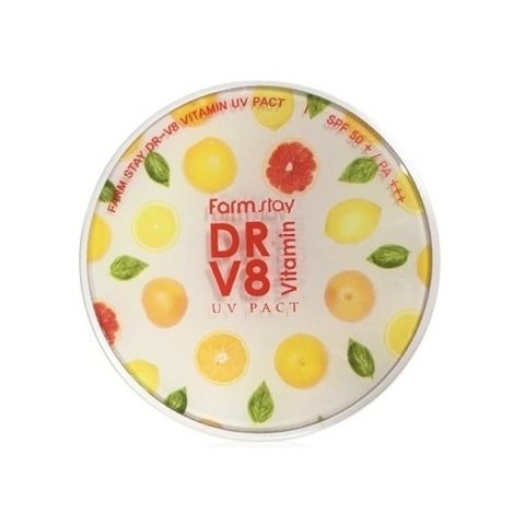 Farmstay Компактная пудра+запаска с витаминами 13 DR-V8 Vitamin UV Pack SPF50+ PA+++