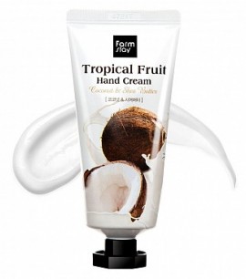 Заказать онлайн Farmstay Питательный крем для рук с маслом ши и кокосом Tropical Fruit Hand Cream Coconut в KoreaSecret