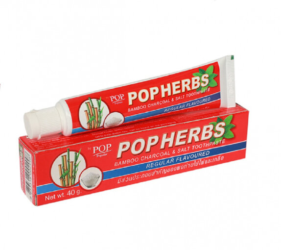 Заказать онлайн POP Herbs Зубная паста с бамбуковым углем и солью 40г в тубе Bamboo Charcoal & Salt Toothpaste в KoreaSecret