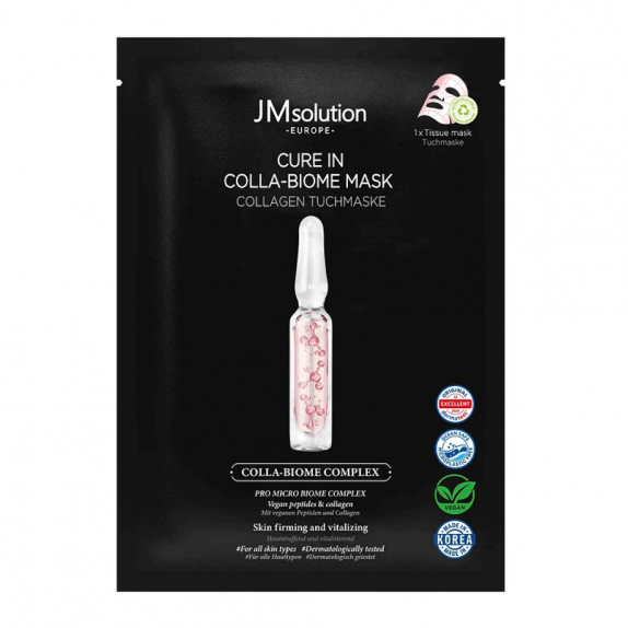 Заказать онлайн JMsolution Подтягивающая тканевая маска-салфетка с коллагеном JMsolution Europe Cure In Colla-Biome Mask в KoreaSecret