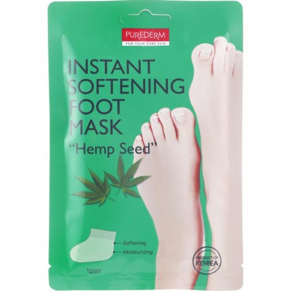 Заказать онлайн Purederm Маска для ног Смягчающая с маслом семян конопли Purederm Instant Softening Foot Mask Hemp Seed в KoreaSecret