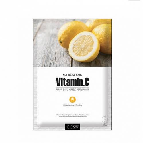Заказать онлайн Cos W Маска-салфетка с витамином С My Real Skin VitaminC Facial Mask в KoreaSecret