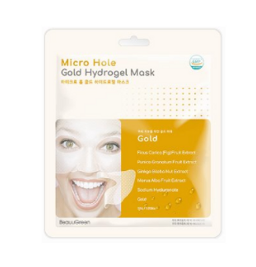Заказать онлайн BeauuGreen Гидрогелевая маска с золотом Micro Hole Hydrogel Mask Gold в KoreaSecret