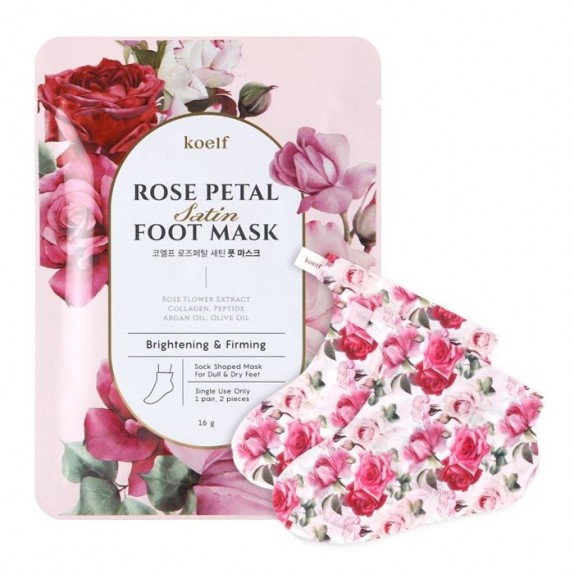 Заказать онлайн Petitfee Маска-носочки для ног с экстрактом розы KOELF Rose Petal Satin Foot Mask в KoreaSecret