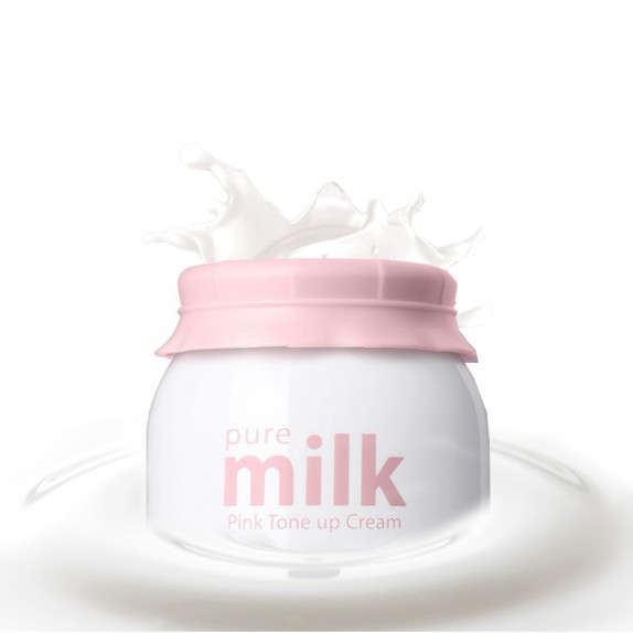 Заказать онлайн The Saem Розовый крем с молочными протеинами для выравнивания тона кожи Pure Milk Pink Tone Up Cream в KoreaSecret