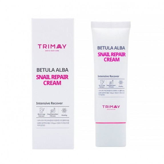 Заказать онлайн Trimay Крем с муцином улитки и березовым соком Betula Alba Snail Repair Cream в KoreaSecret