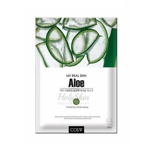 Заказать онлайн Cos W Маска-салфетка с экстрактом алоэ My Real Skin Aloe Facial Mask в KoreaSecret