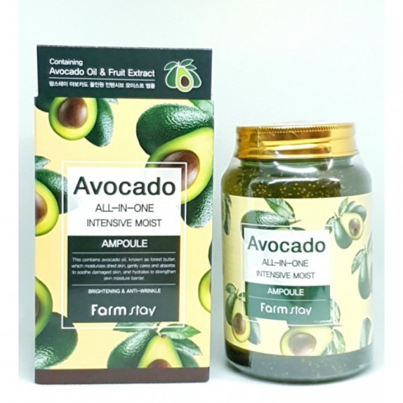 Заказать онлайн Farmstay Многофункциональная сыворотка с авокадо 250мл Avocado All in One Intensive Moist Ampoule в KoreaSecret