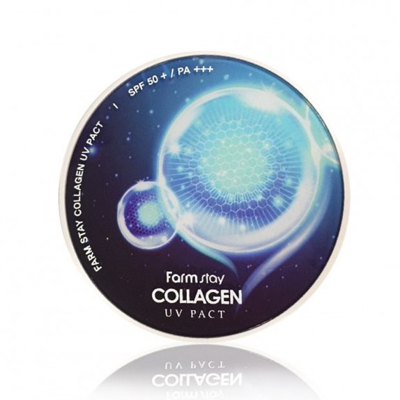 Заказать онлайн Farmstay Компактная пудра+запаска с коллагеном 23 Collagen UV Pact SPF50+ PA+++ в KoreaSecret