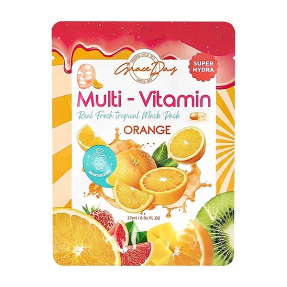 Заказать онлайн Grace Day Маска-салфетка с апельсином Multi-Vitamin Real Fresh Tropical Mask Pack Orange в KoreaSecret