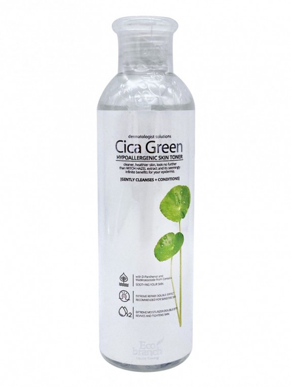 Заказать онлайн Eco Branch Тонер с экстрактом центеллы Cica Green Hypoallergenic Skin Toner в KoreaSecret