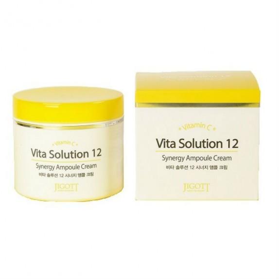 Заказать онлайн Jigott Витаминный ампульный крем для лица Vita Solution 12 Synergy Ampoule Cream в KoreaSecret